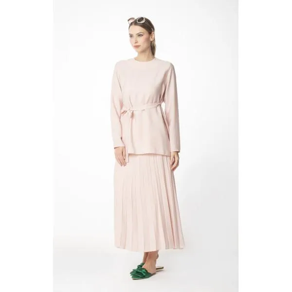 Abaci Solid Tunic & Skirt Set 13343 Pink