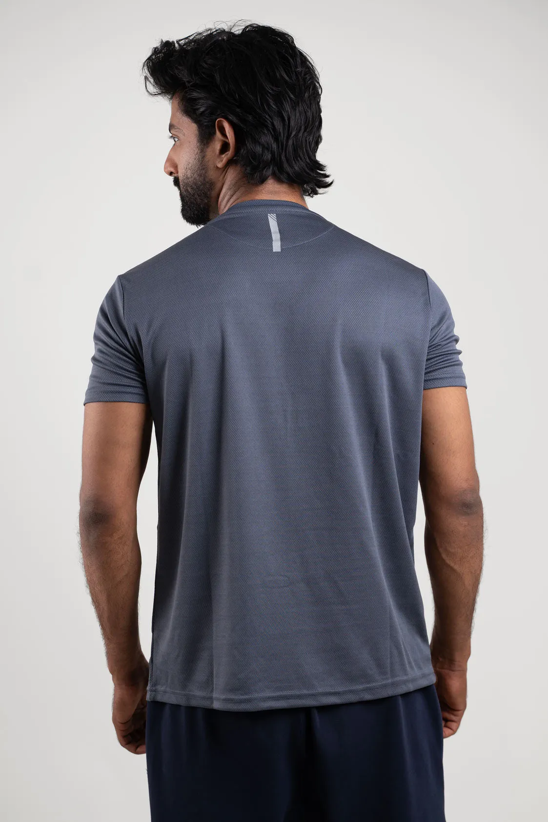 Active Dark Gray Crew Neck Tshirt  For Men