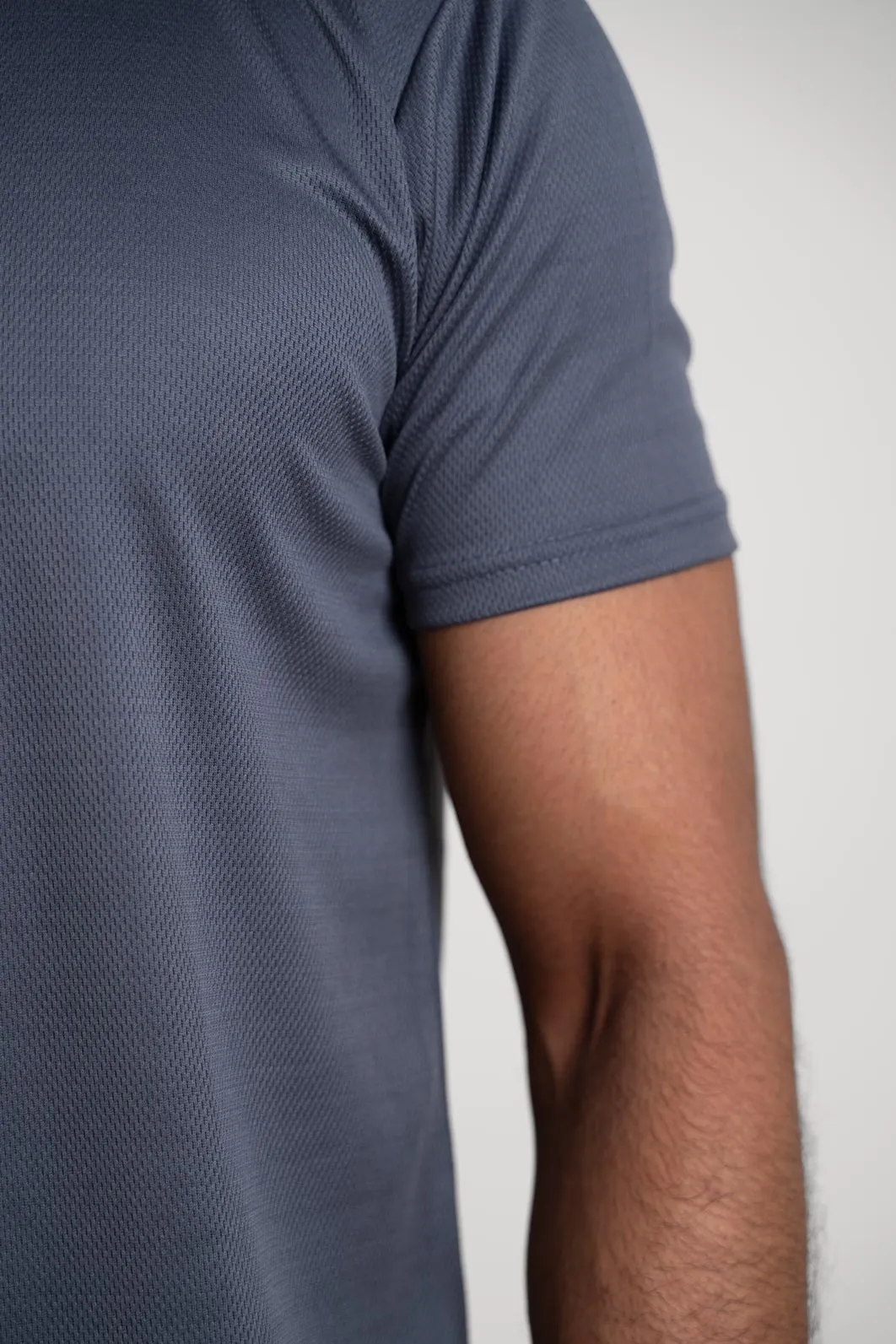 Active Dark Gray Crew Neck Tshirt  For Men