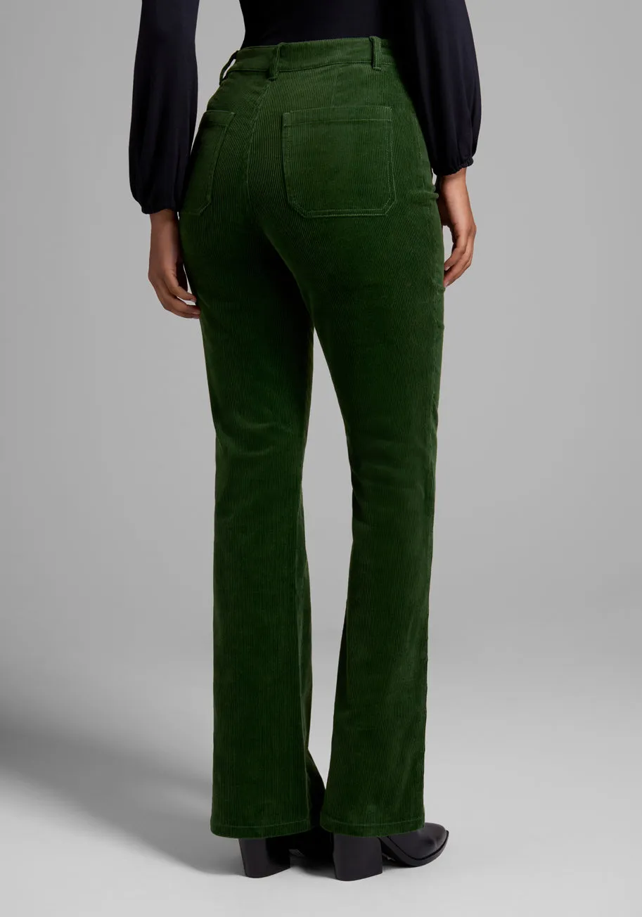 All Aboard For Corduroy Flare-Leg Pants