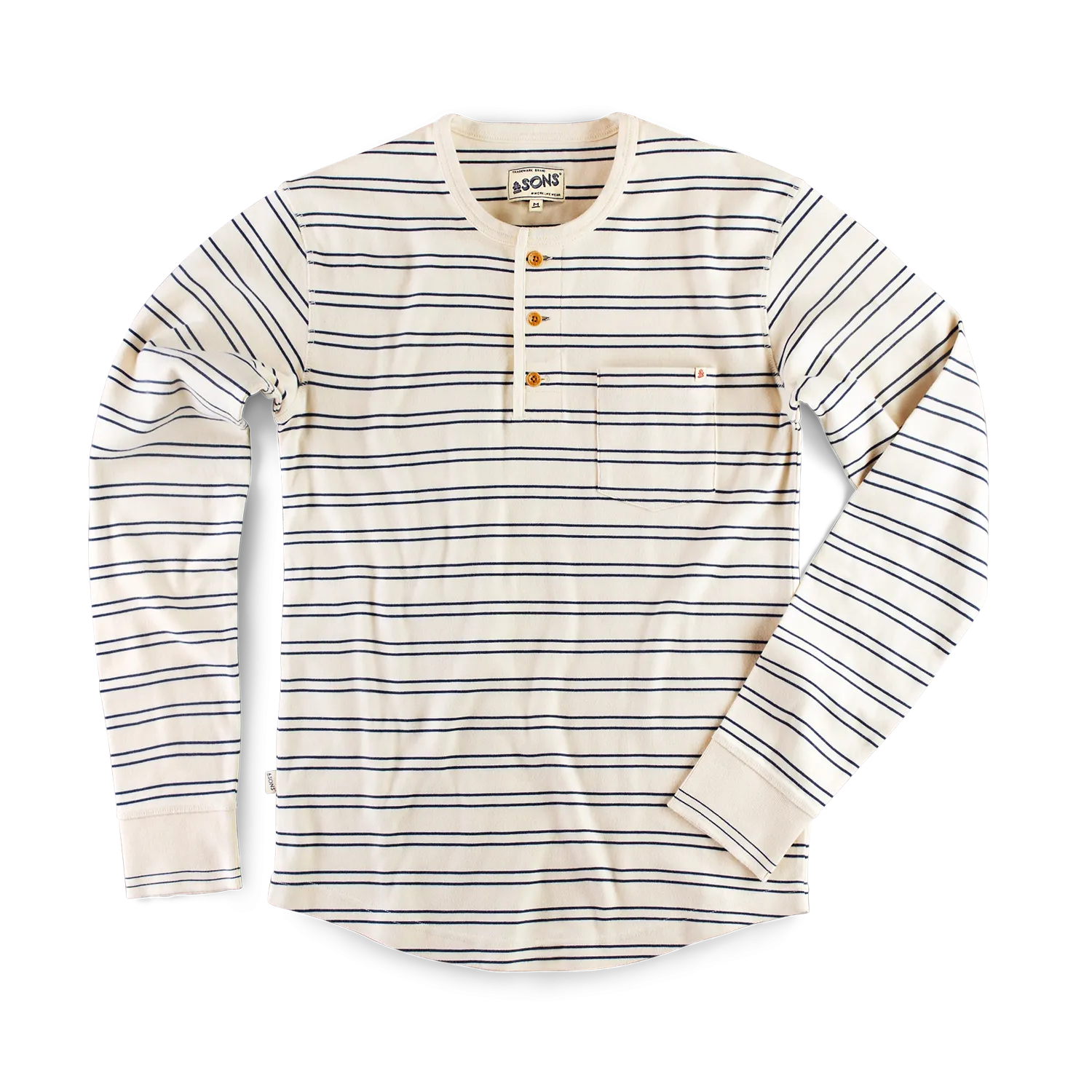 &SONS Clipper Striped Henley Shirt Raw/Navy