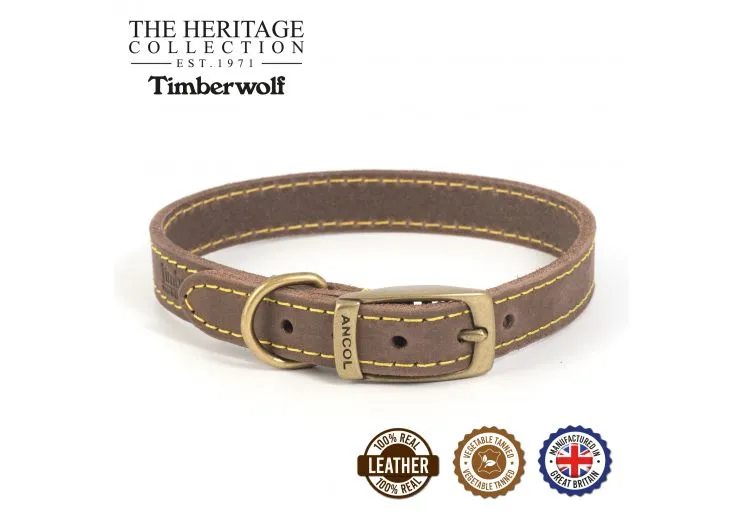 Ancol - Timberwolf Leather Collar - Mustard - Size 5 (39-48cm)