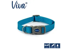 Ancol - Viva Nylon Adjustable Collar - Cyan - Small (30-50cm)