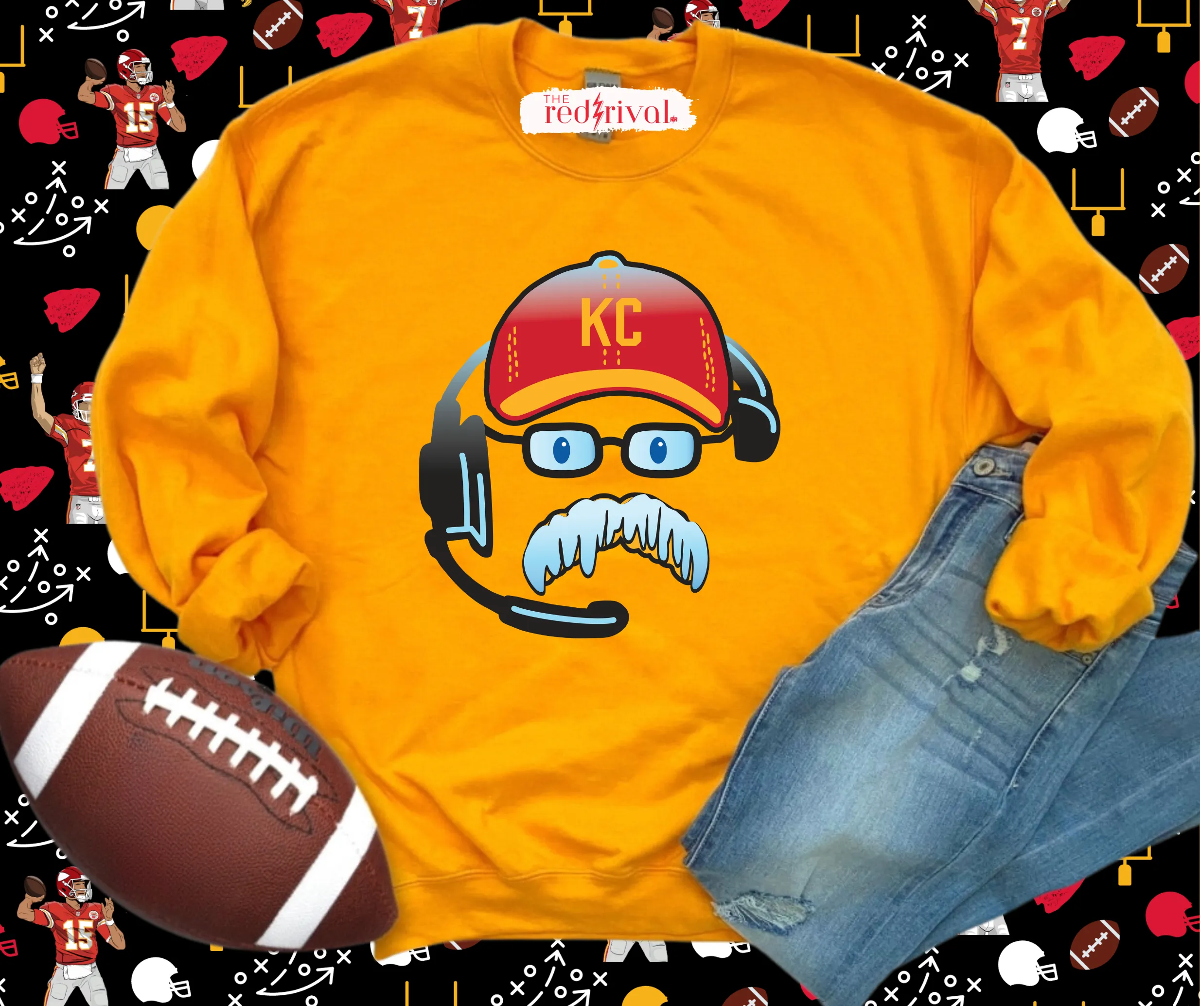 Andy Reid’s Icicle Mustache Gold Graphic Sweatshirt