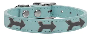 Arrow Widget Genuine Leather Dog Collar Baby Blue 14