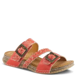 ASTRA SLIDE SANDALS L'ARTISTE - RED LEATHER