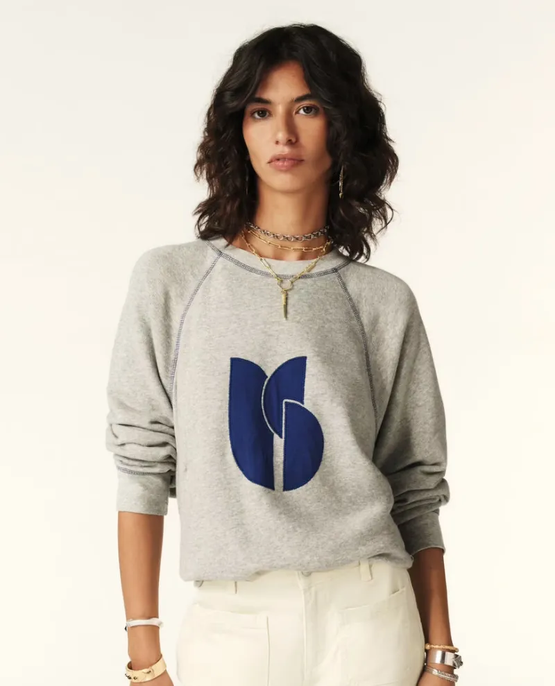 Ba&sh Bart Grey Slogan Sweatshirt