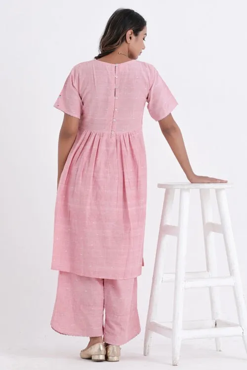 Bebaak Pankhuri Handwoven Cotton Tunic Set With Ruched Yoke