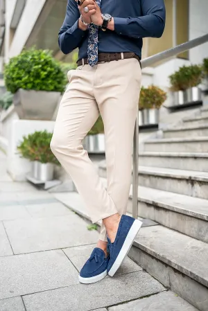 Beige Slim Fit Groom Wedding Pants for Men | GentWith