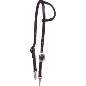 Berlin Custom Leather Dark Oiled Slip Ear Headstall with Snaps