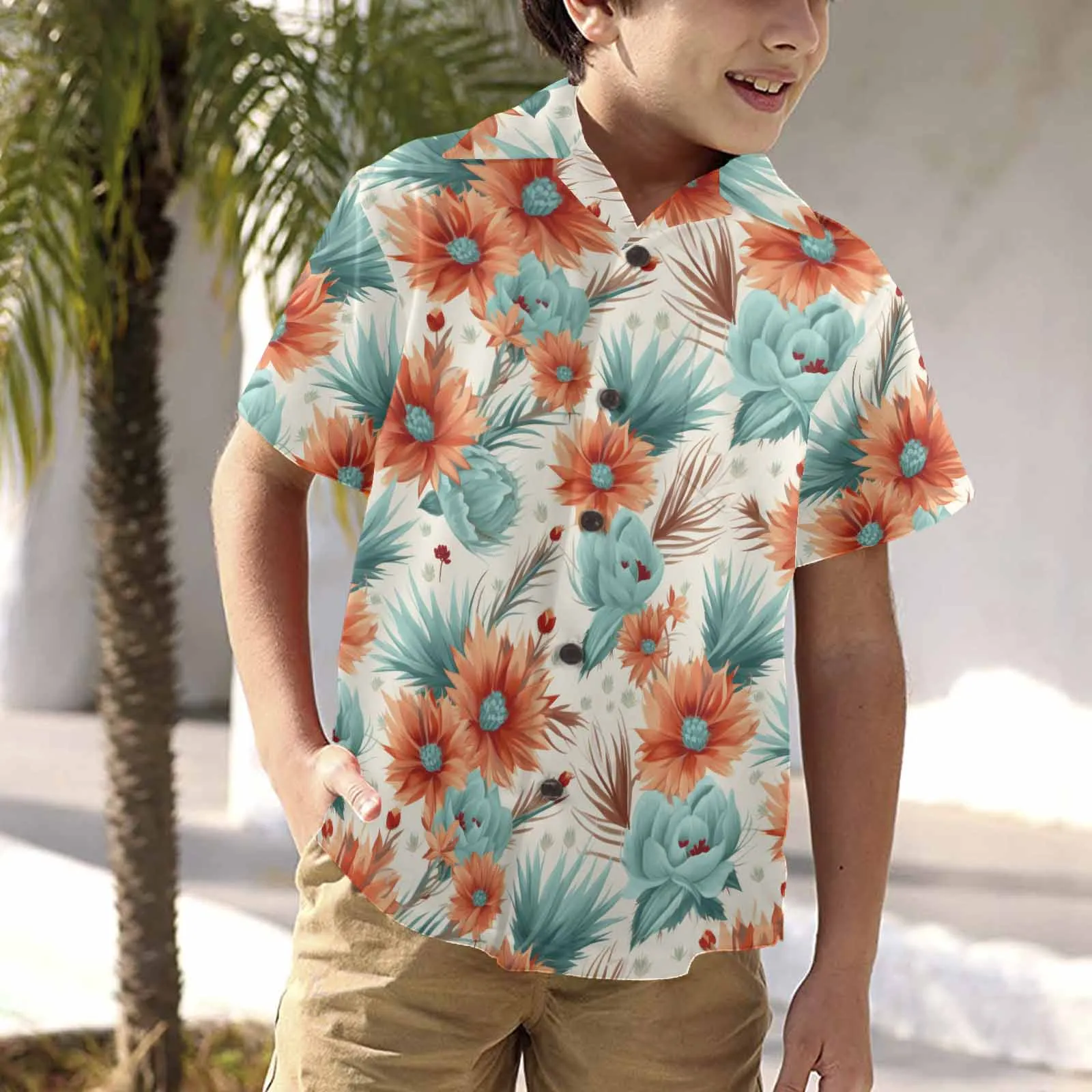 Boho Floral  Little Boys Hawaiian Shirt