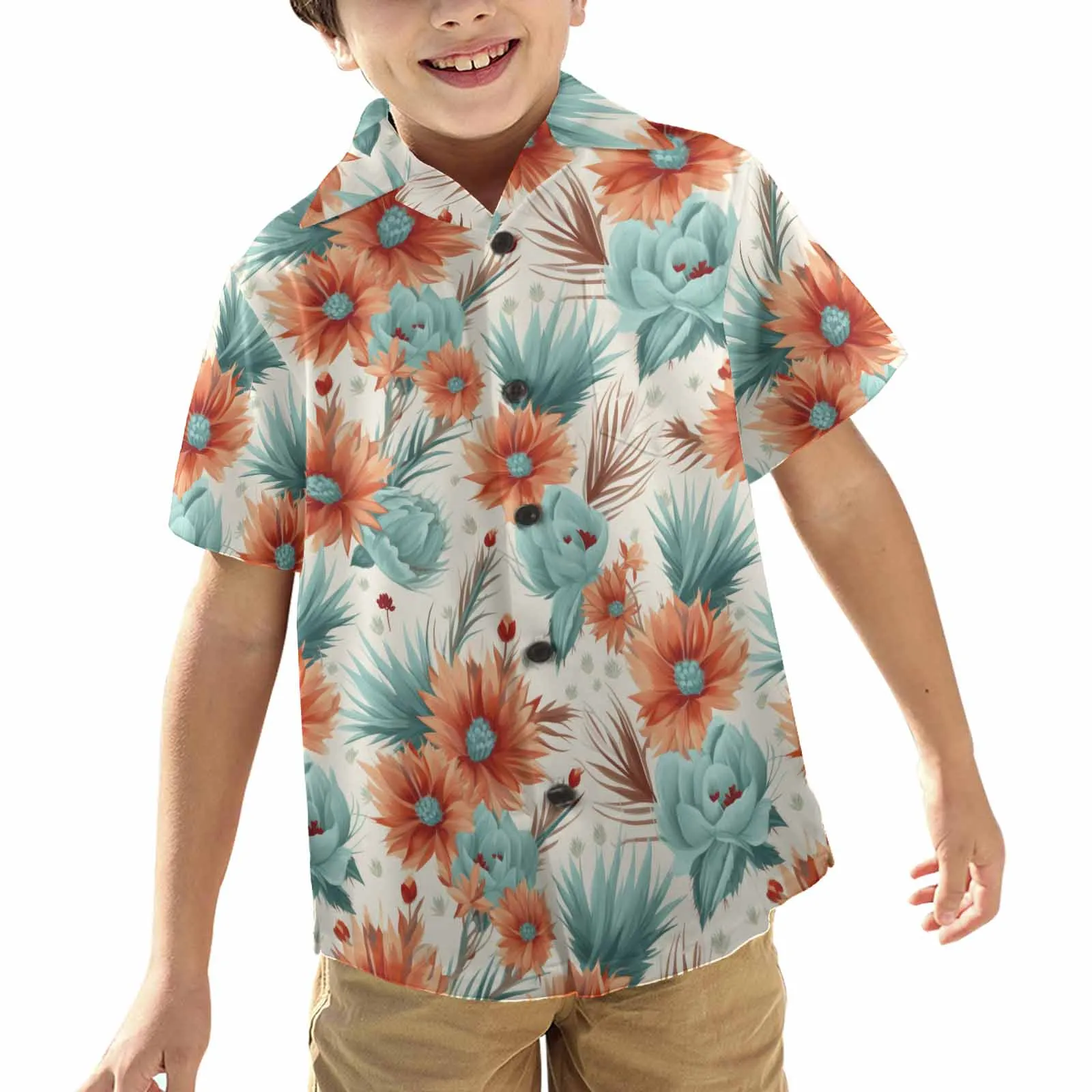 Boho Floral  Little Boys Hawaiian Shirt