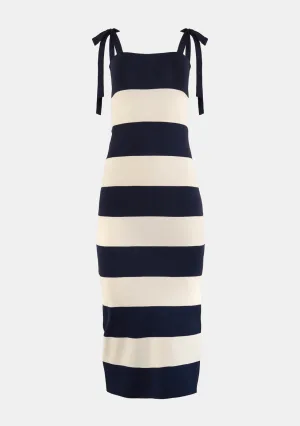 Bow Shoulder Stripe Sweater Maxi Dress