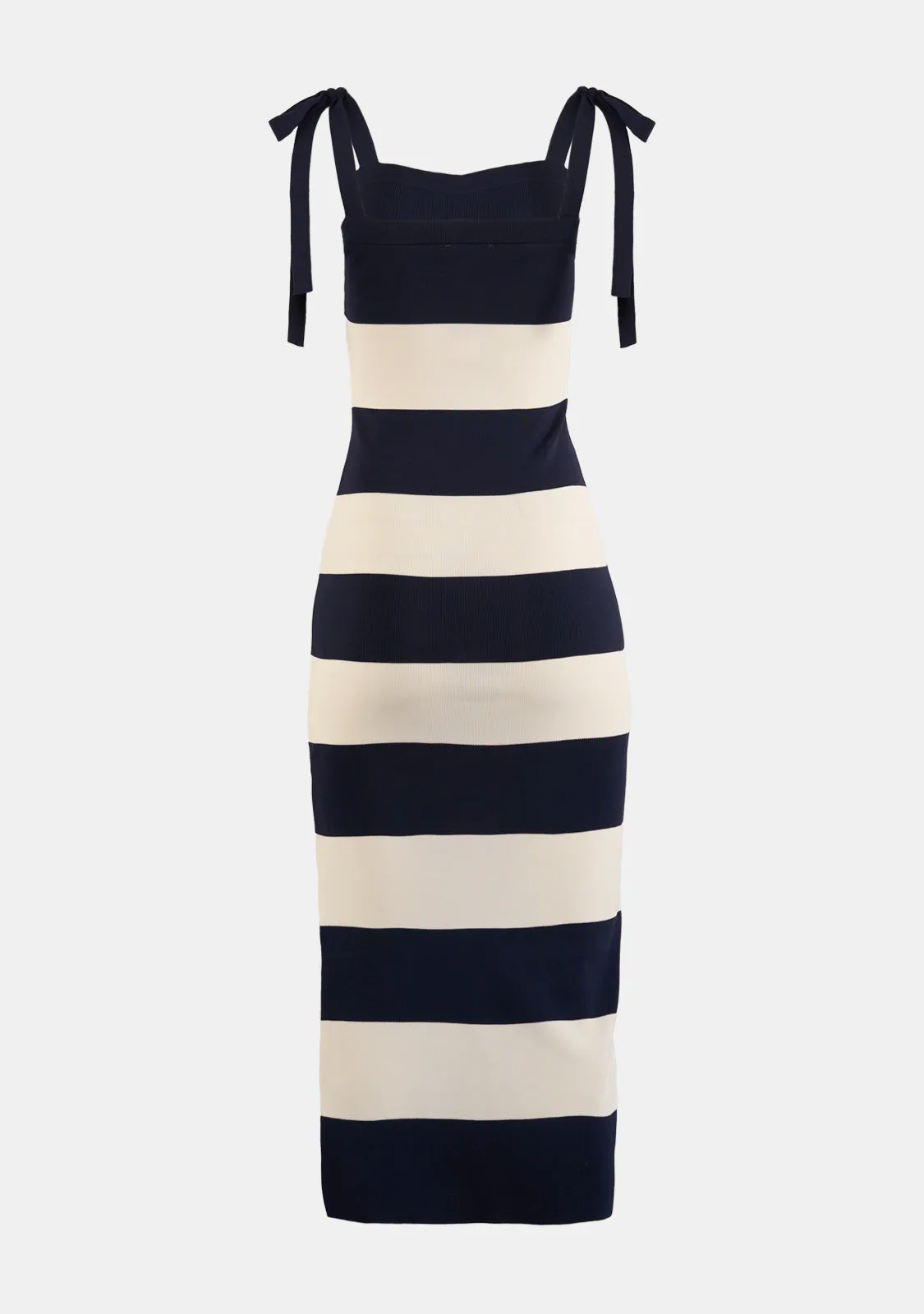 Bow Shoulder Stripe Sweater Maxi Dress