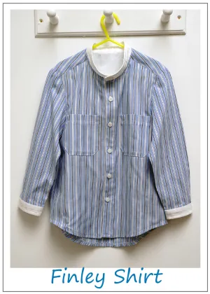 Boy's school shirt, classic shirt sizes 3 to 14 years PDF sewing pattern. FINLEY SHIRT.