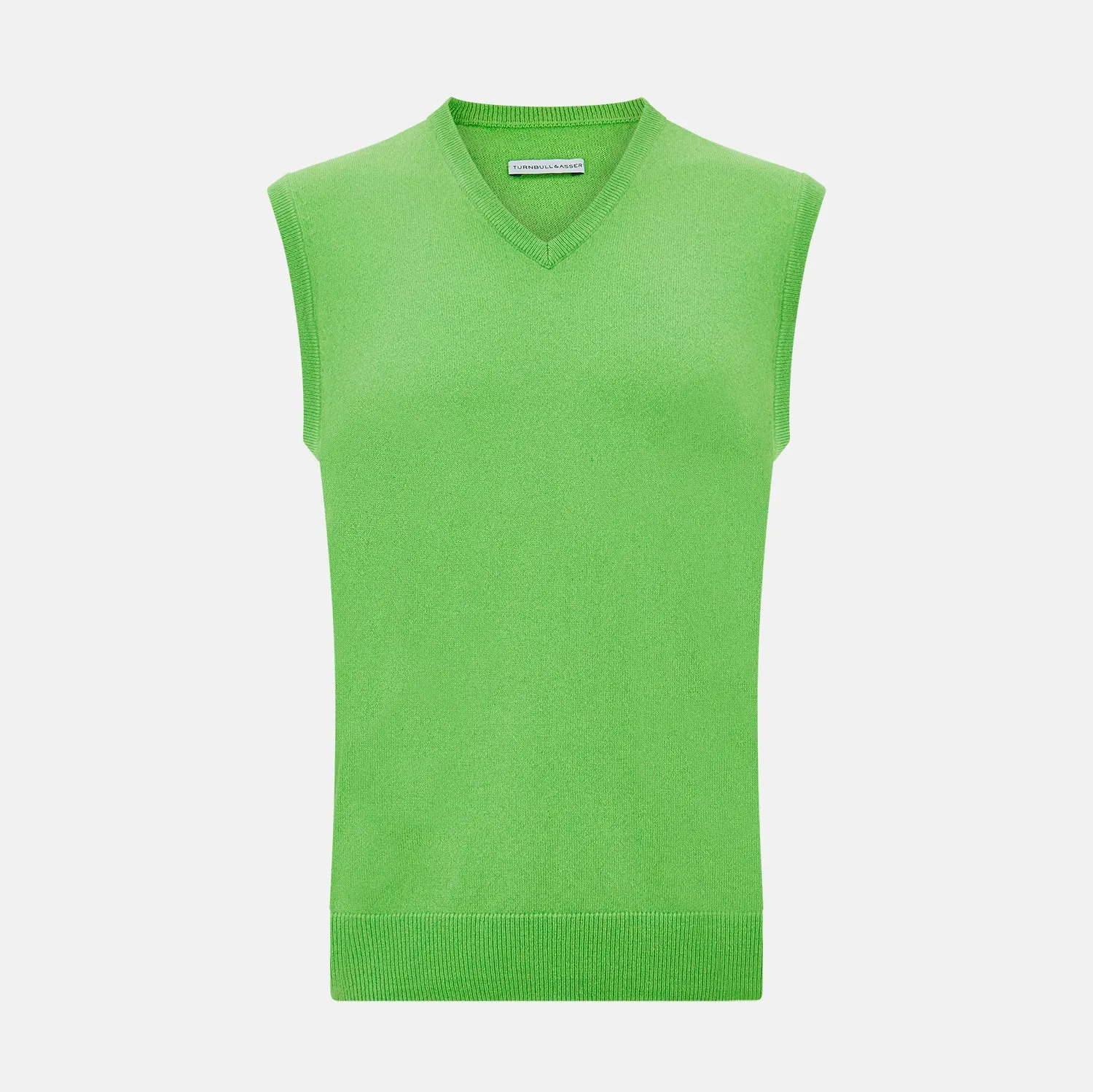 Bright Green V-neck Cashmere Vest