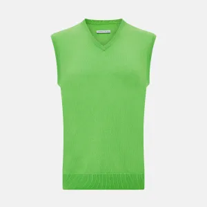 Bright Green V-neck Cashmere Vest