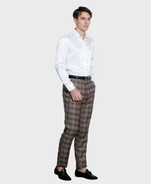 Brown Plaid Dress Pants