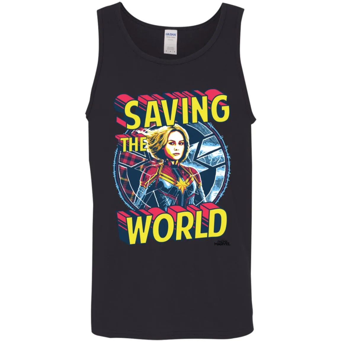 Captain Marvel Saving The World Portrait Men Cotton Tank