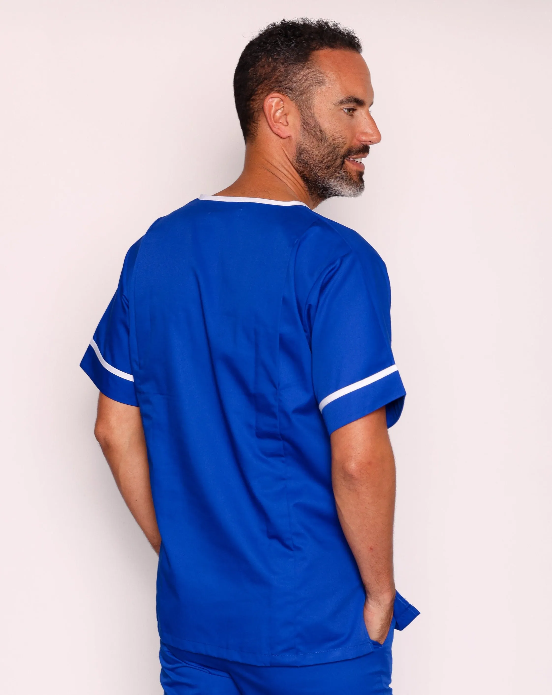 Casey Unisex Smart Scrub Tunic - Royal Blue / White