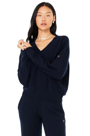 Cashmere Jet Set V-Neck Pullover - Navy