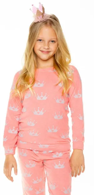 Chaser Glitter Crowns Knit Raglan Pullover