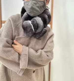 Chinchilla fur real fur whole leather scarf autumn and winter high ji fur scarf women's clip style chinchilla blue fur collar