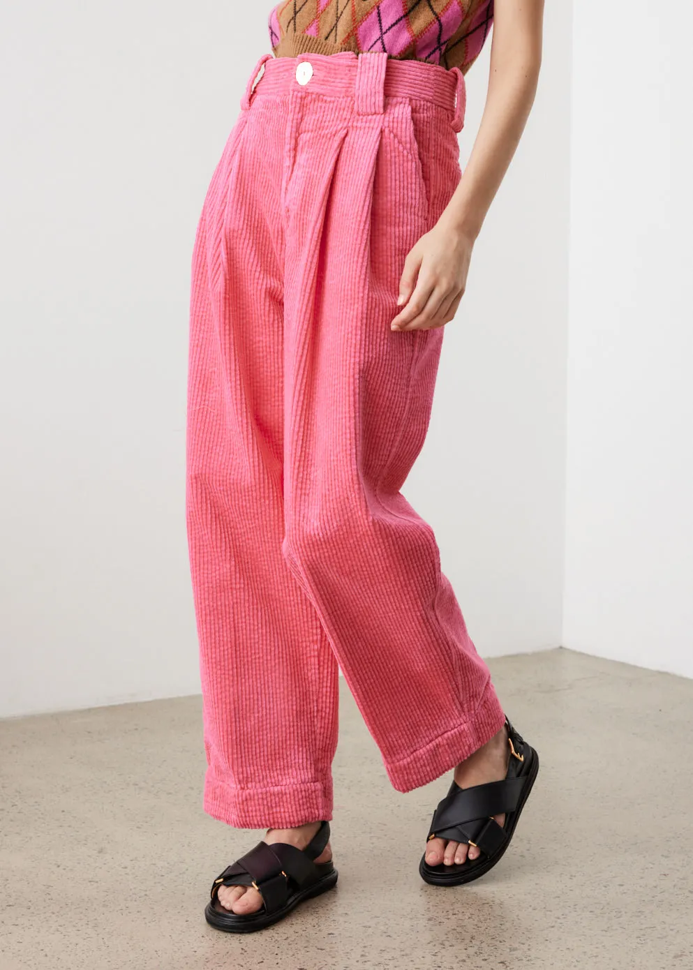 Corduroy Pleated Trousers