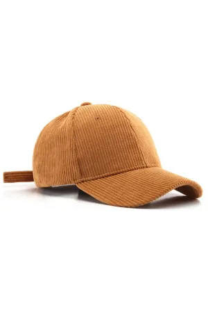 Corduroy Solid Color Baseball Mustard