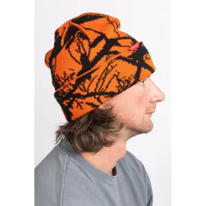 Corduroy Twig Camo Beanie Safety Orange