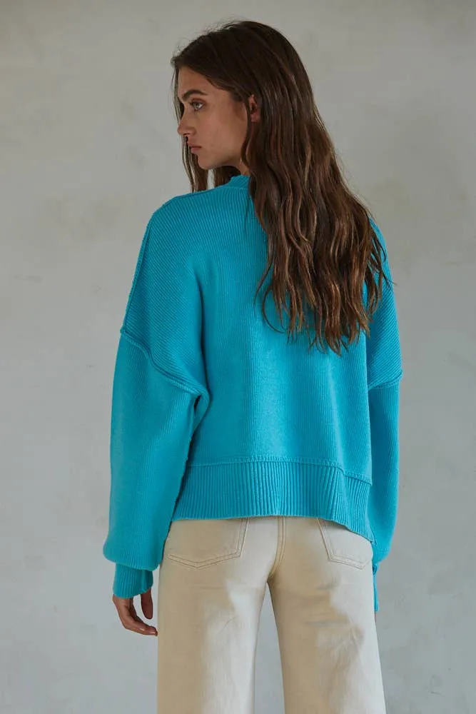 Cotton Acrylic Ribbed Knit Sweater