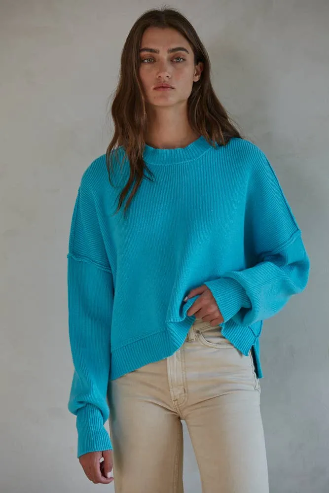 Cotton Acrylic Ribbed Knit Sweater