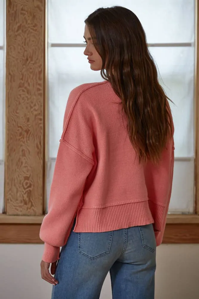 Cotton Acrylic Ribbed Knit Sweater