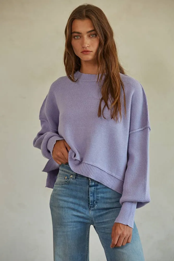 Cotton Acrylic Ribbed Knit Sweater