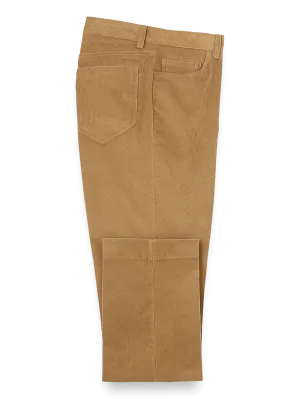 Cotton Blend Corduroy Five Pocket Pants - Tan