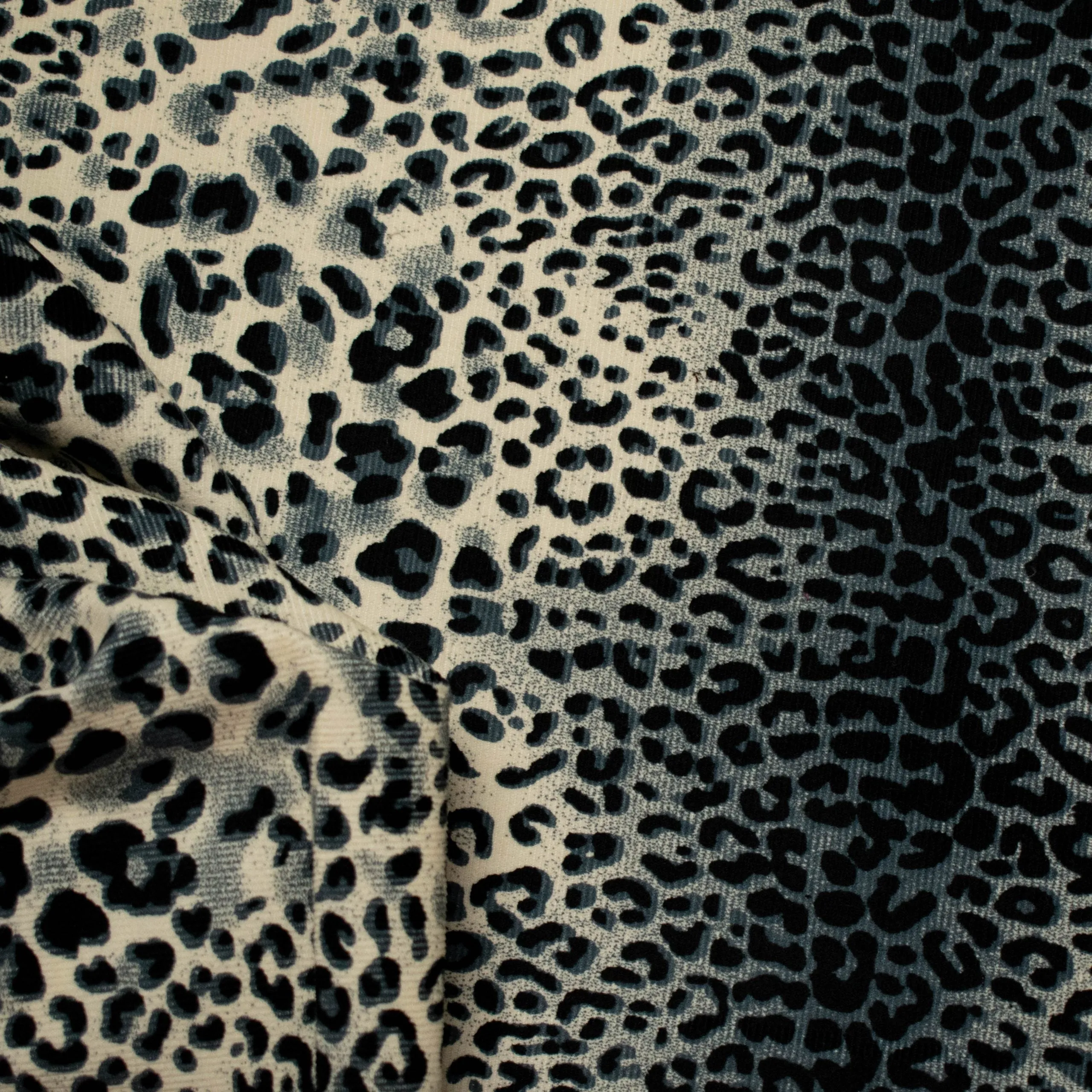 Cotton Corduroy Prints Design 16 Ivory & Black Leopard