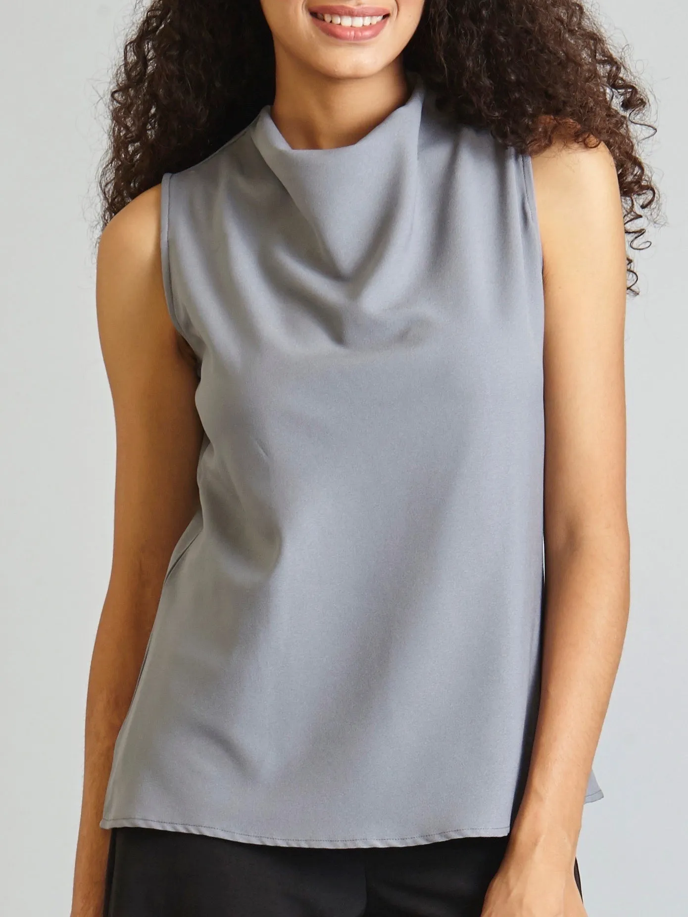 Cowl Neck Top - Grey