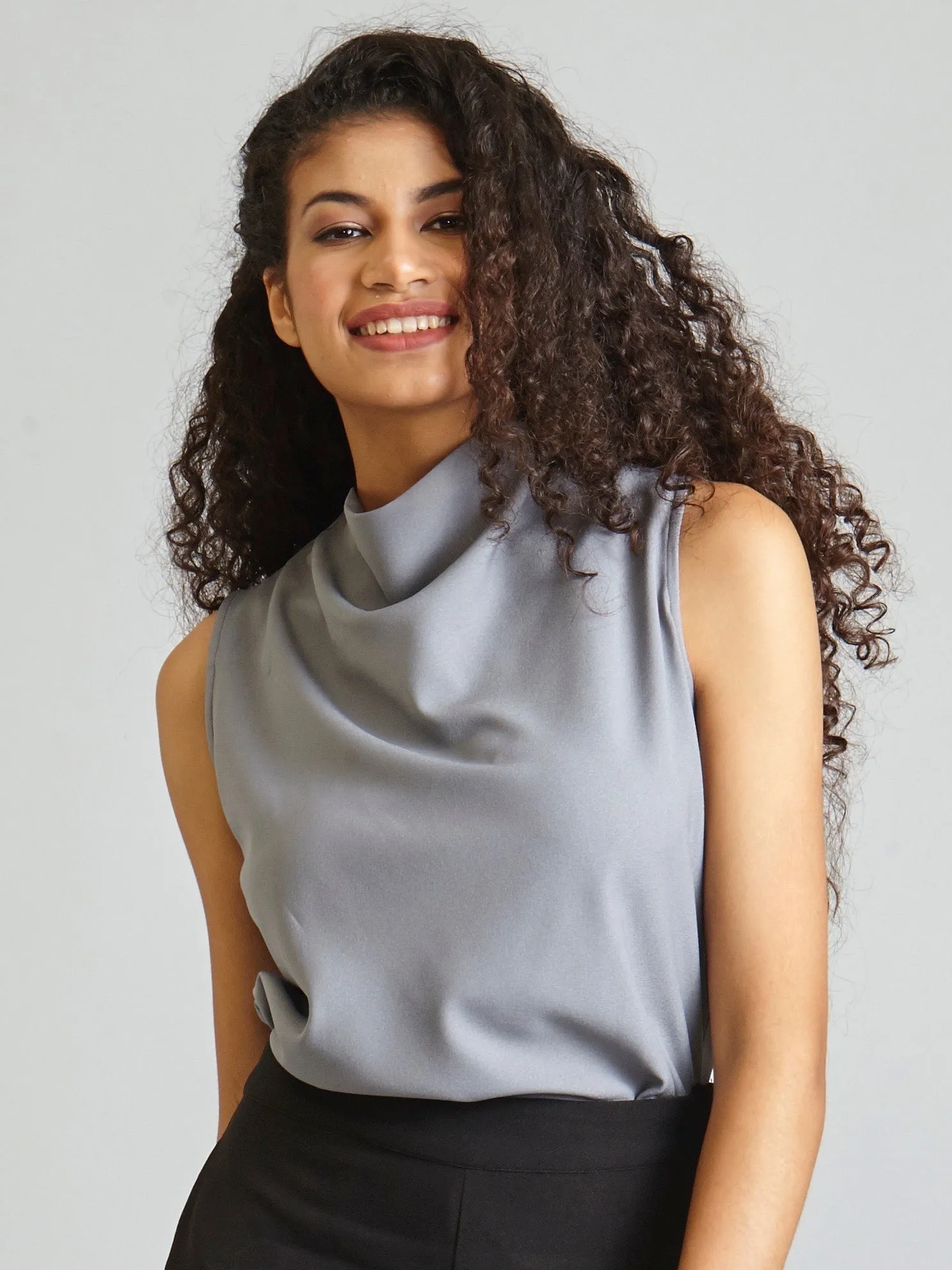 Cowl Neck Top - Grey