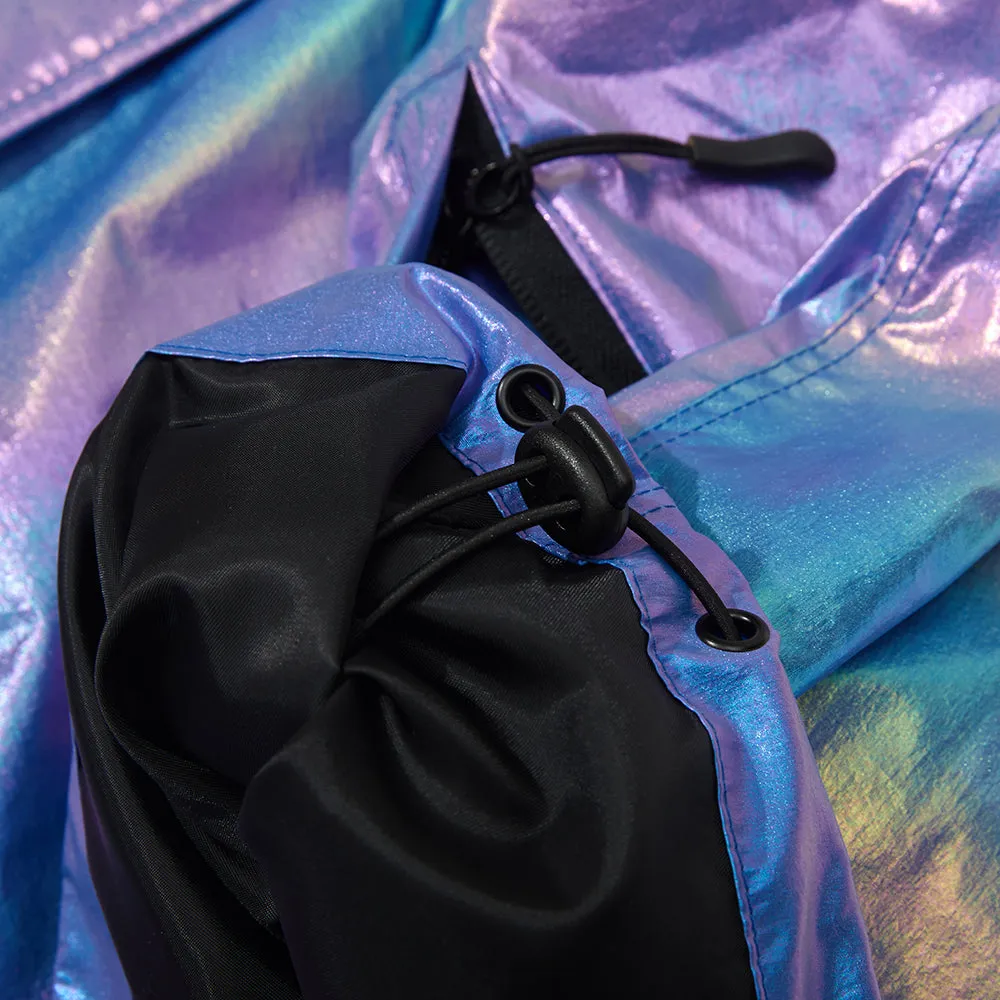 COZY HOODED ANORAK JACKET HOLOGRAM BLUE