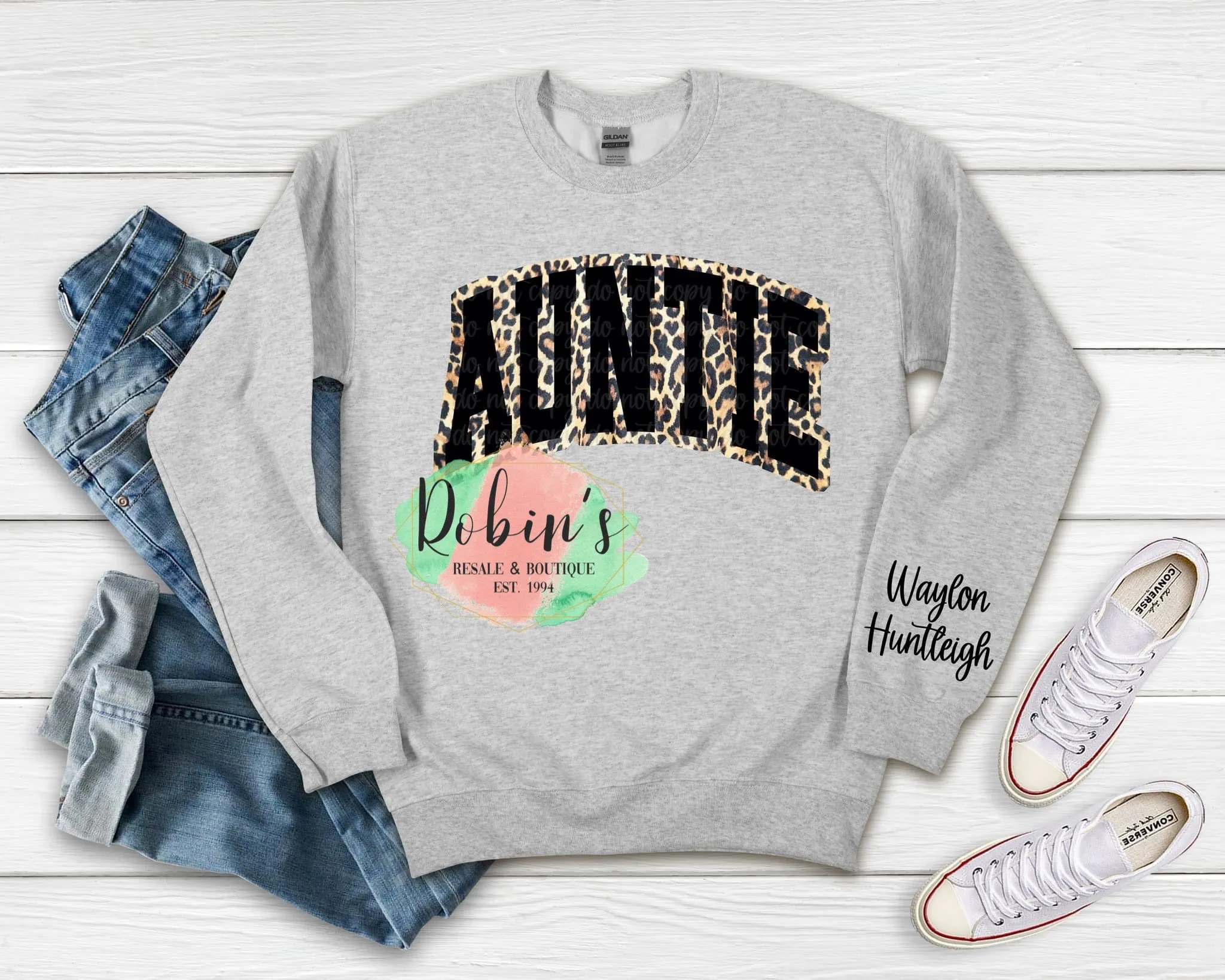 Custom Leopard Auntie Sweatshirt with Names