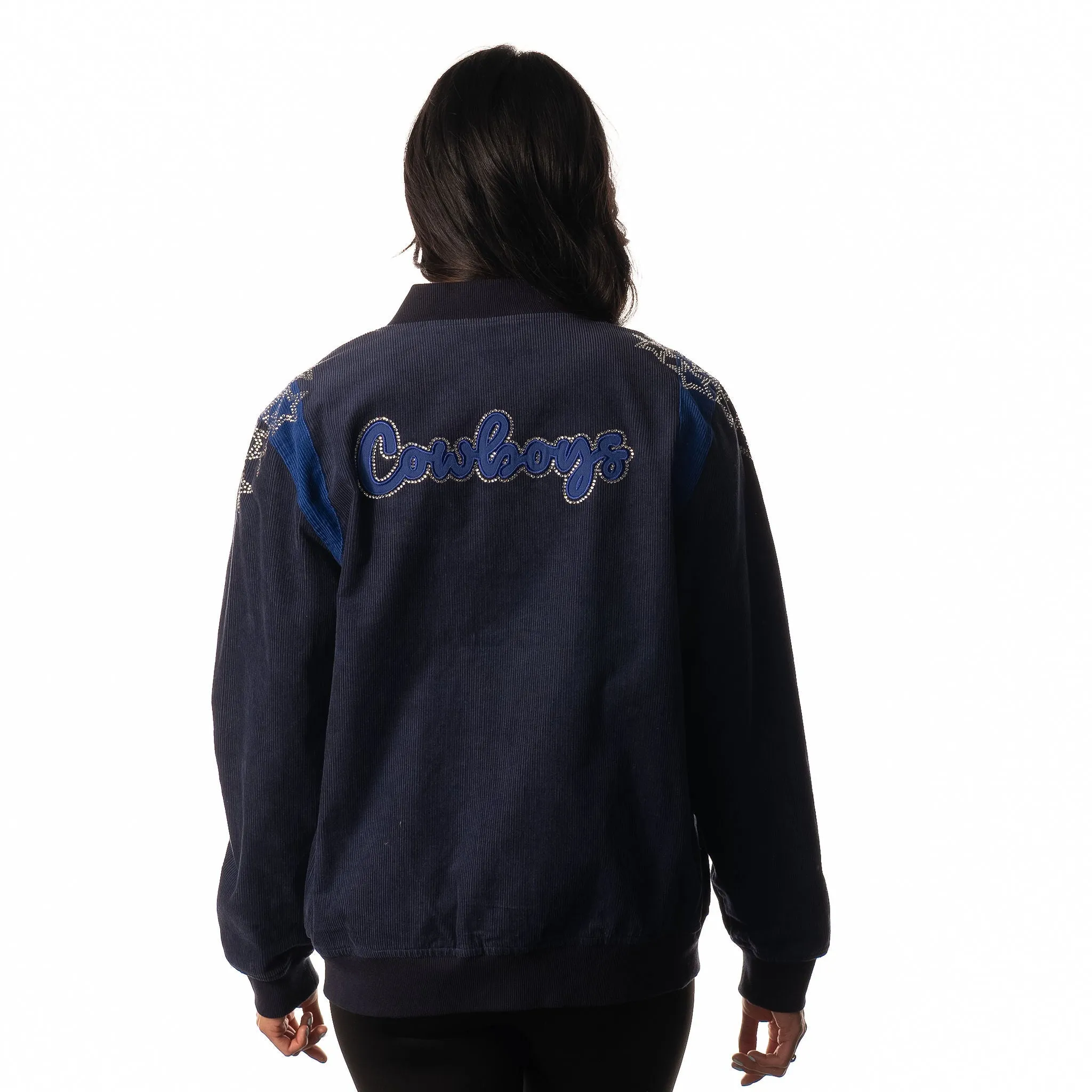 Dallas Cowboys Women Cord Star Sleeve Bomber - Blue