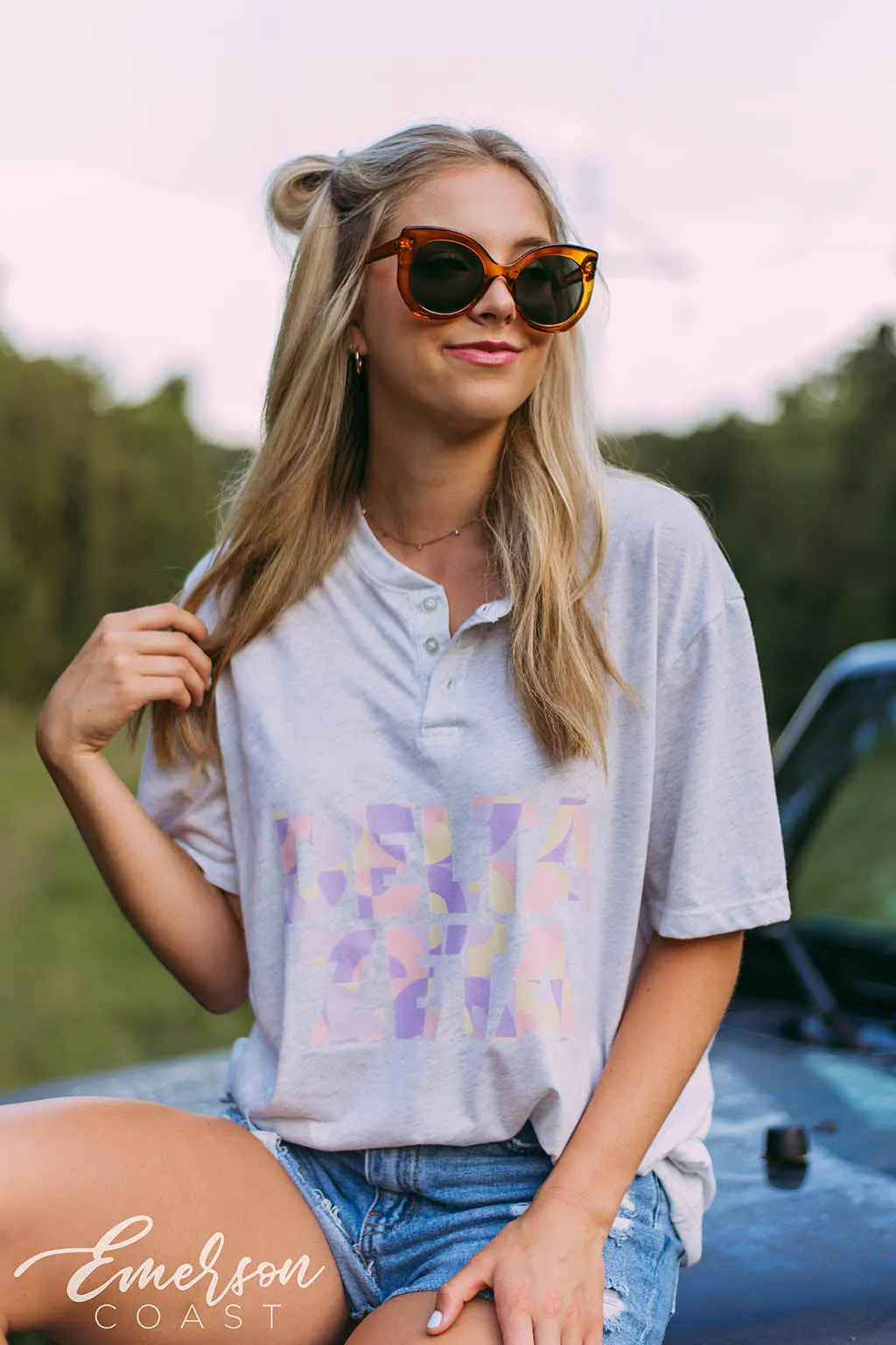 Delta Zeta PR Henley Tee