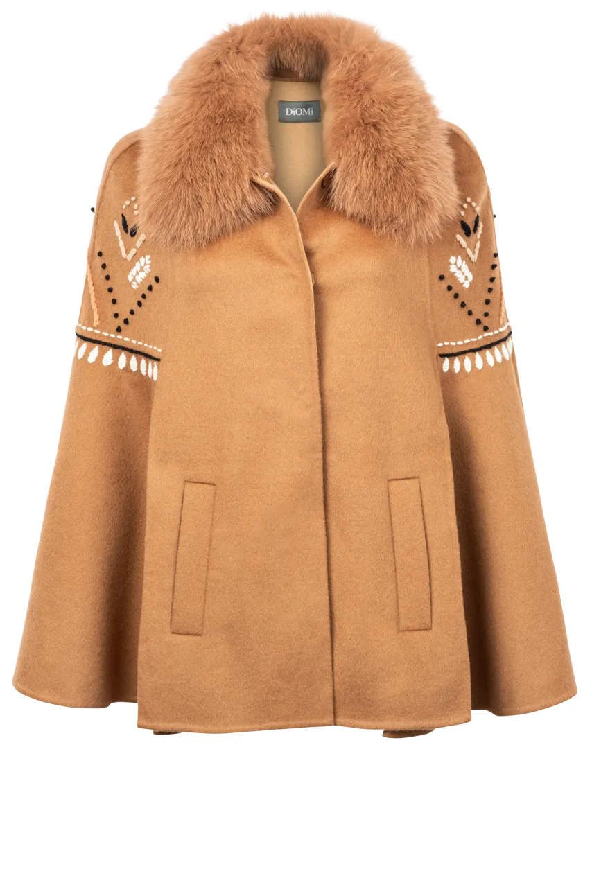 Diomi Fox Fur Cape - Tan