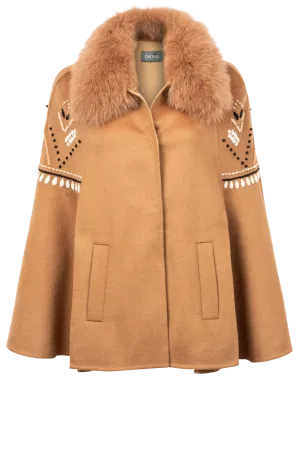 Diomi Fox Fur Cape - Tan