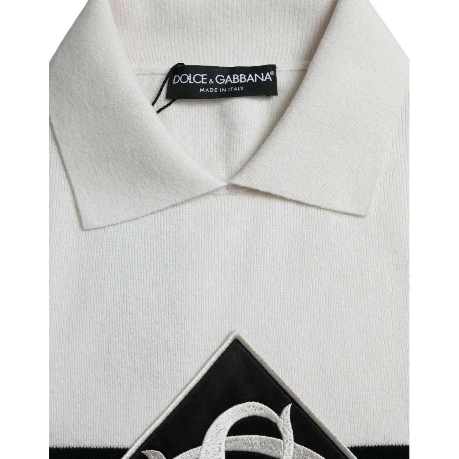 Dolce & Gabbana White DG Logo Collared Henley Shirt T-shirt