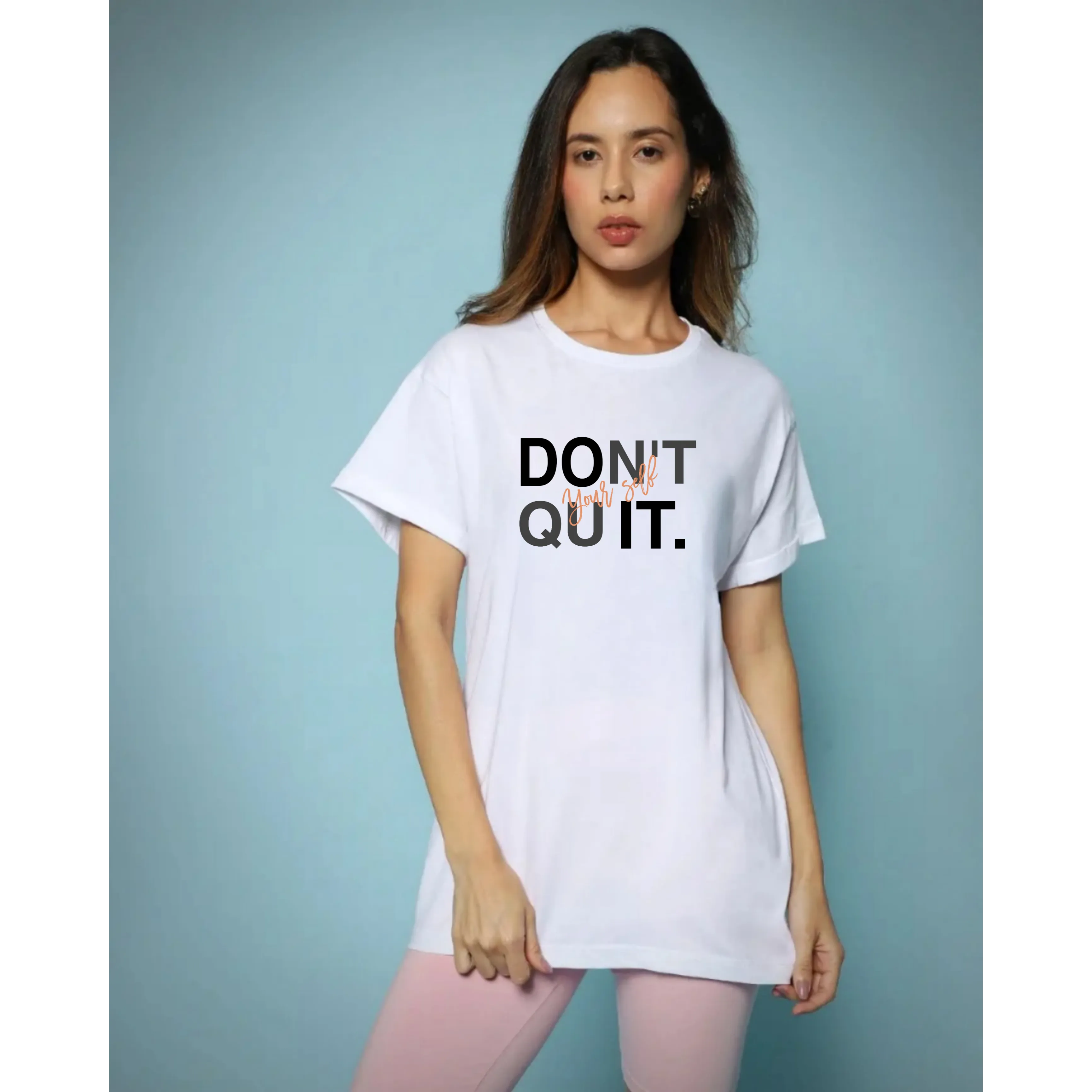 Don't Quit Self (Printed )White Women's T-Shirt