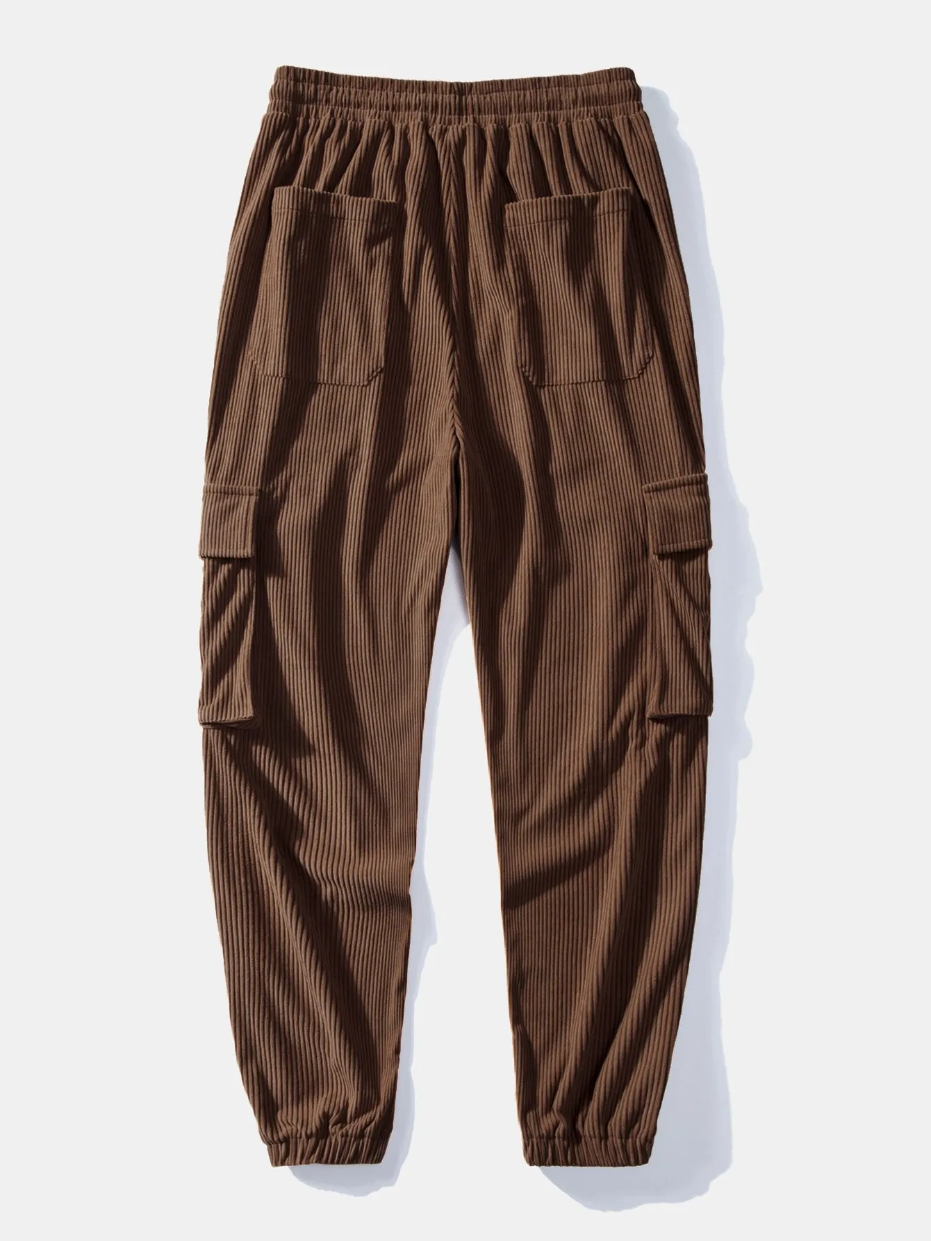 Drawstring Corduroy Cargo Jogger Pants