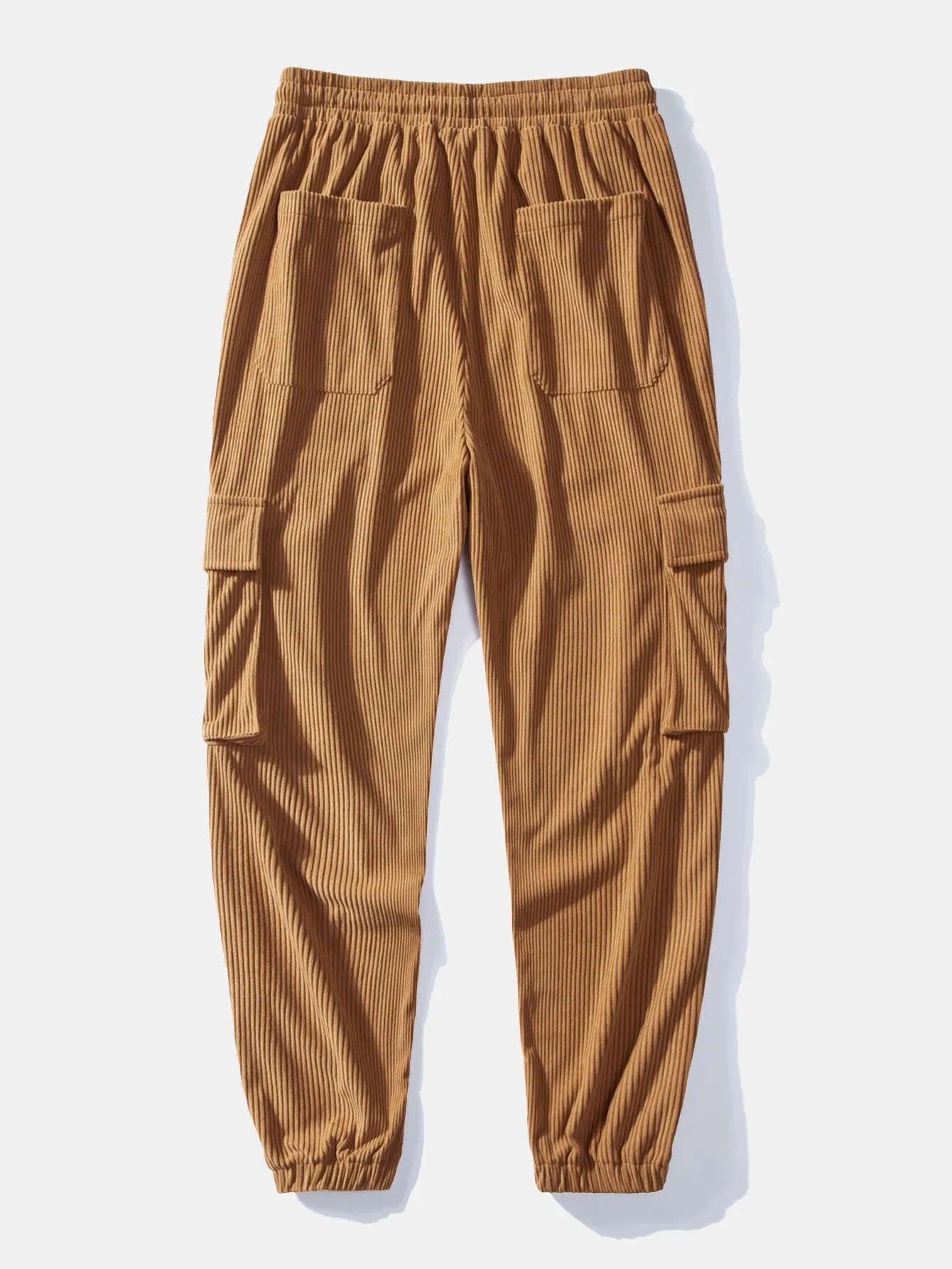 Drawstring Corduroy Cargo Jogger Pants