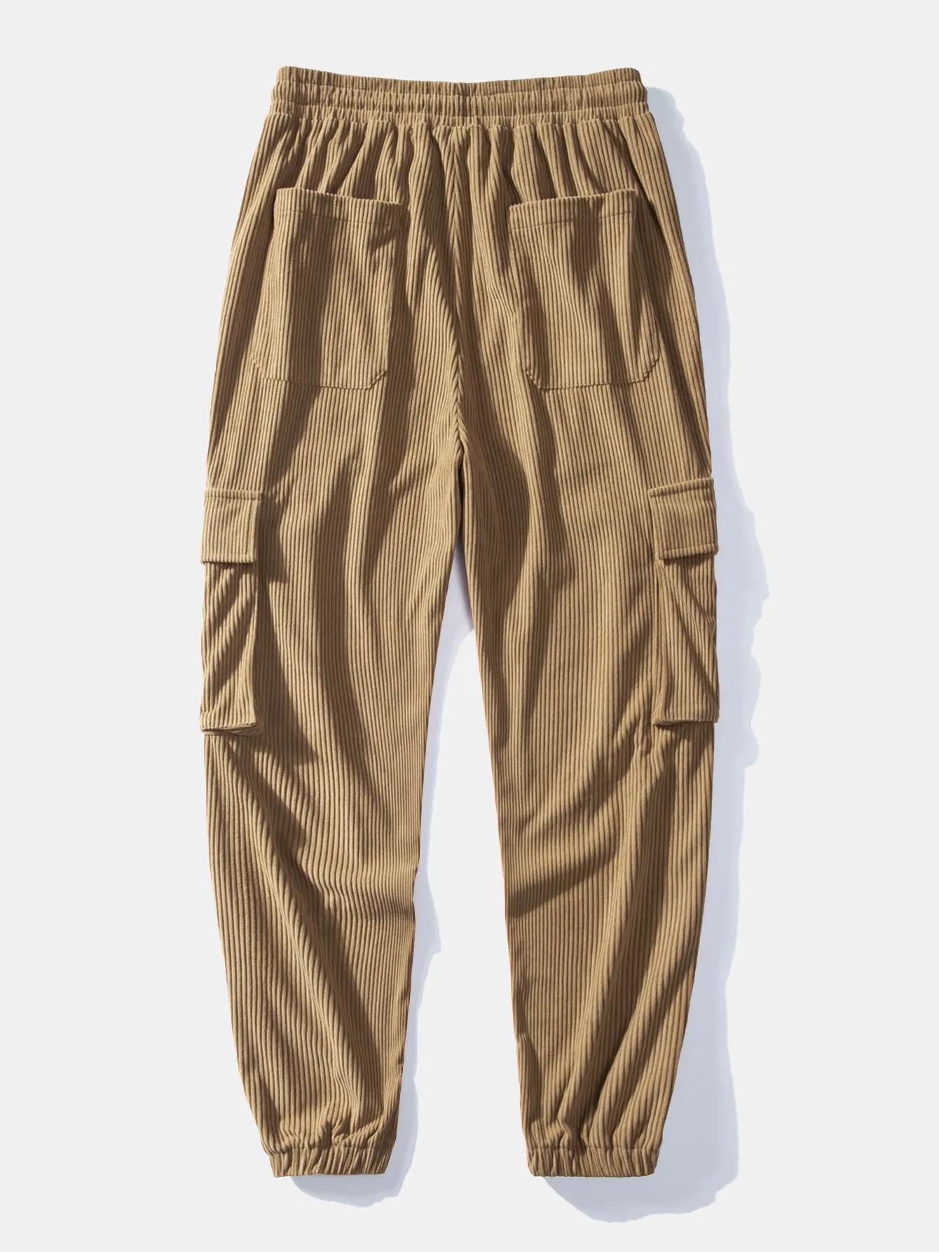 Drawstring Corduroy Cargo Jogger Pants