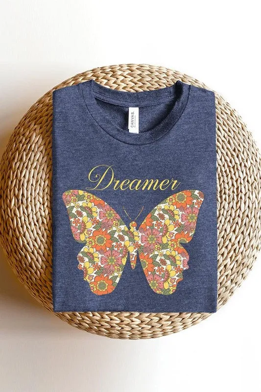 Dream Floral Butterfly Graphic T Shirts